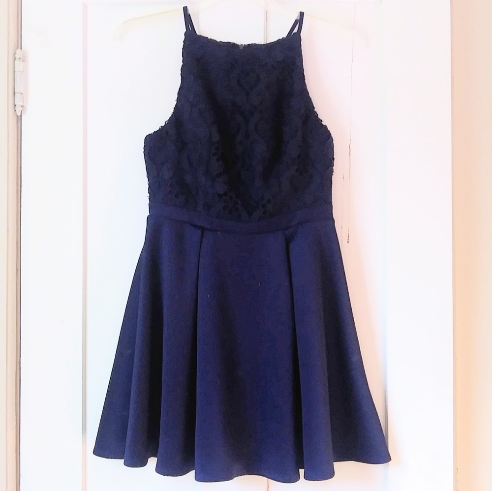 Francesca's Blue Fit and Flair Dress